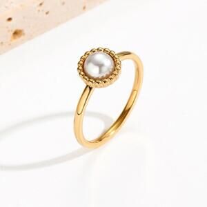 White artificial pearl RING - Gold - size 6